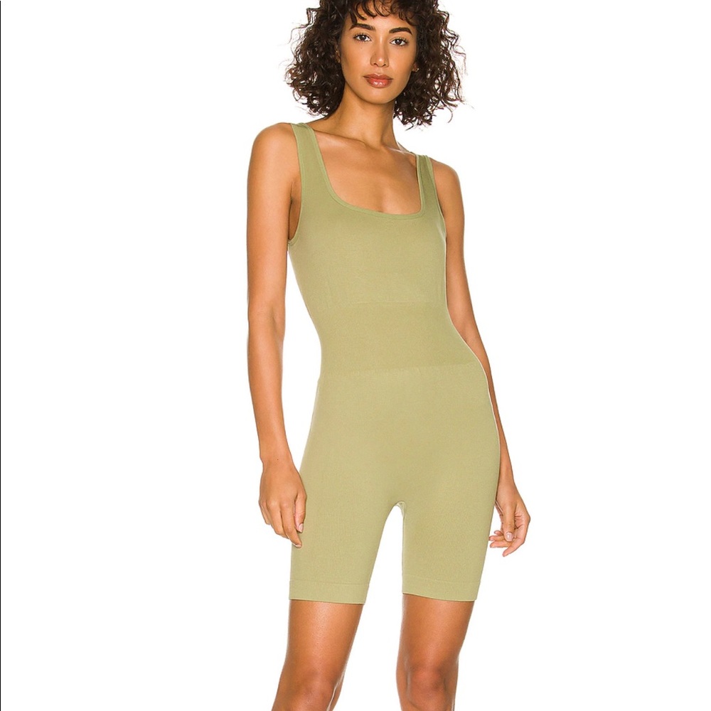 WeWoreWhat Sage Rib Circular Knit Bodysuit